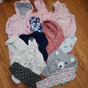 11 Item Clothes Lot Girls 12-18 Month Fall Winter Sweaters Pants Carters RBX